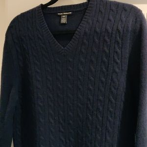 Club Monaco Cable Knit V-Neck Wool Sweater